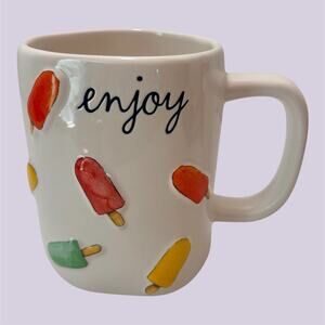 Rae Dunn ENJOY Mug Colorful Popsicles Ice Cream Summer Raised Design Cup